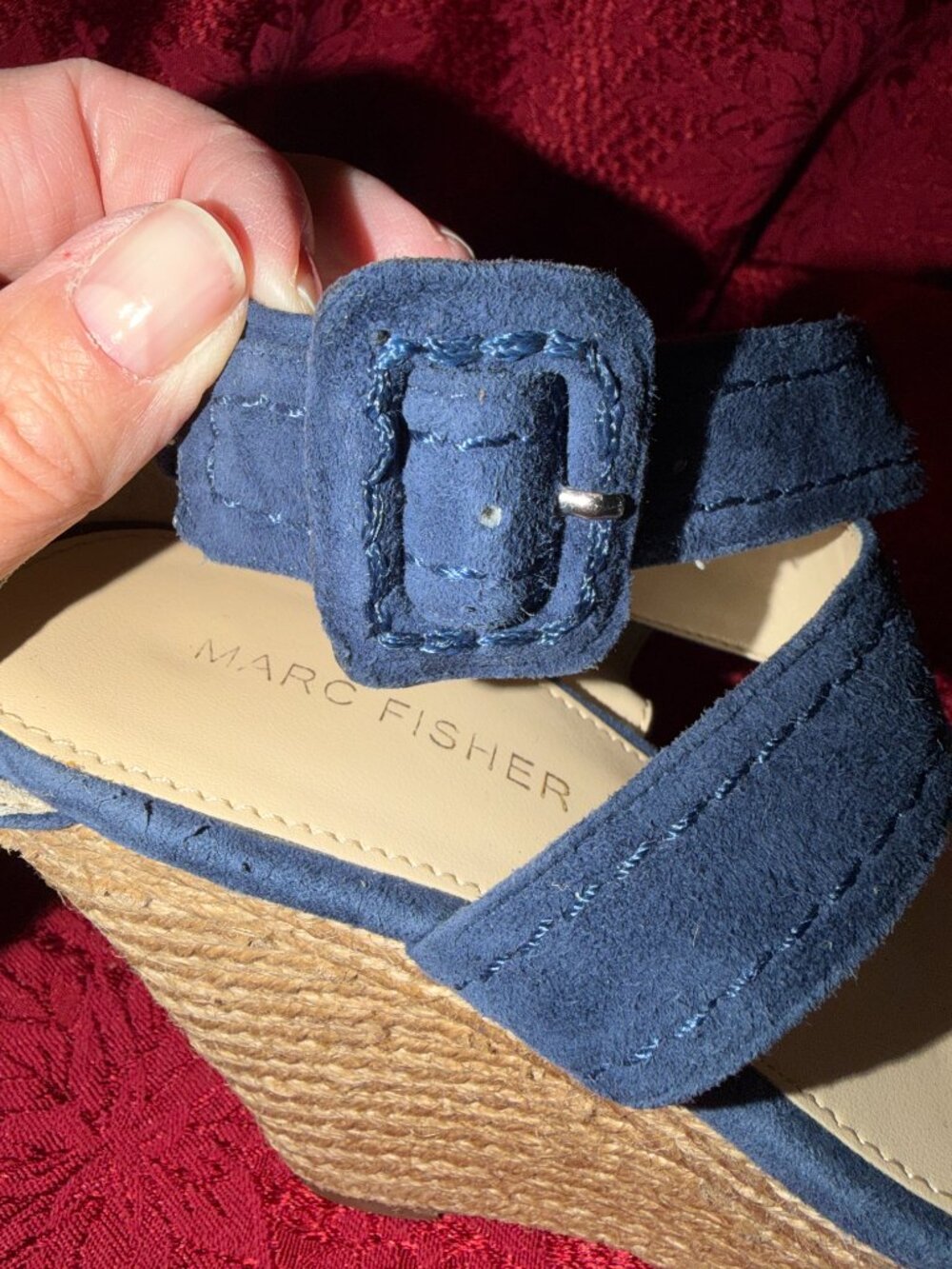 Marc Fisher Haely Blue Espadrille Wedge Sandals Sz 6 - Picture 9 of 14